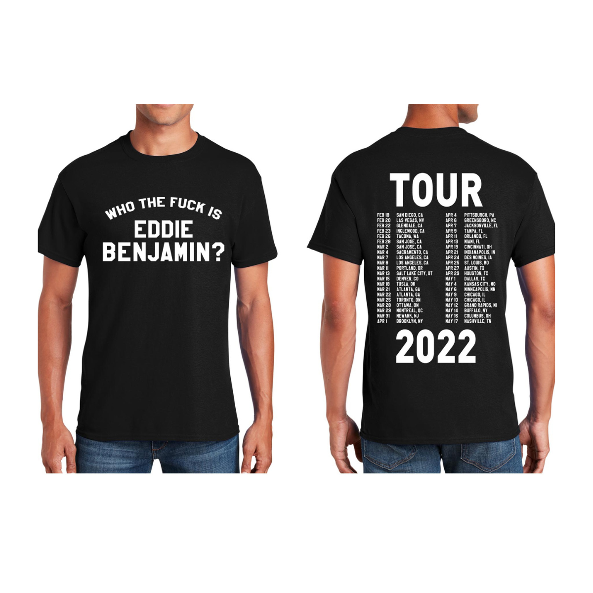 Who the Fuck is Eddie Benjamin Tour Black T-Shirt